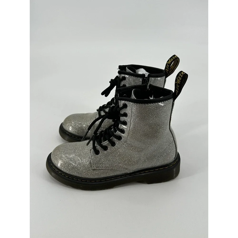 Dr Martens Boots‎ 1460 Glitter J Junior Girls Size 3 Silvery Gray Chunky Combat